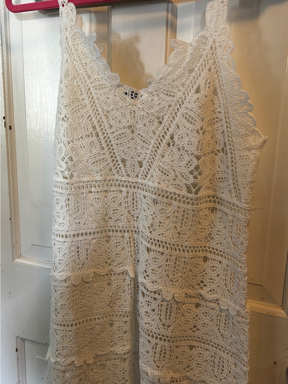 White Crochet Lace Sleeveless Dress Beach Coverup